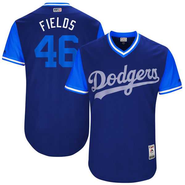 Men's Los Angeles Dodgers #46 Josh Fields Fields Majestic Royal 2017 Little League World Series Players Weekend Jersey