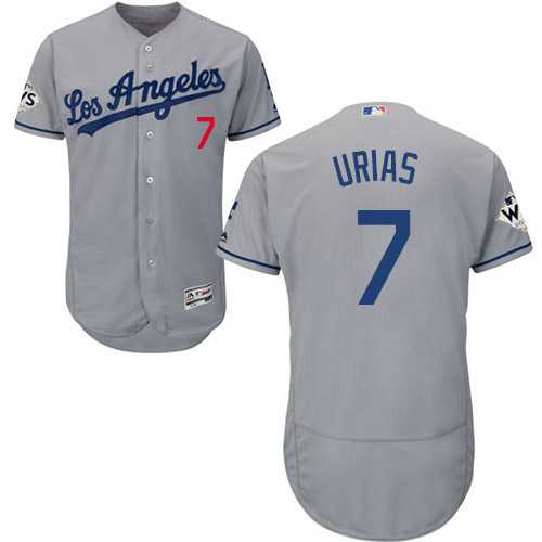 Men's Los Angeles Dodgers #7 Julio Urias Grey Flexbase Authentic Collection 2017 World Series Bound Stitched MLB Jersey
