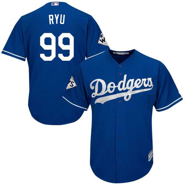 Men's Los Angeles Dodgers #99 Hyun-Jin Ryu Blue New Cool Base 2017 World Series Bound Stitched MLB Jersey