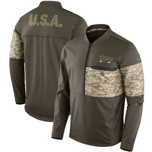Men's Los Angeles Rams Nike Olive Salute to Service Sideline Hybrid Half-Zip Pullover Jacket