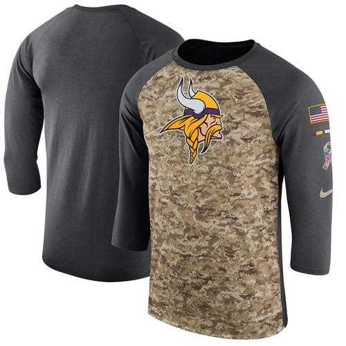 Men's Minnesota Vikings Nike Camo Anthracite Salute to Service Sideline Legend Performance Three-Quarter Sleeve T-Shirt