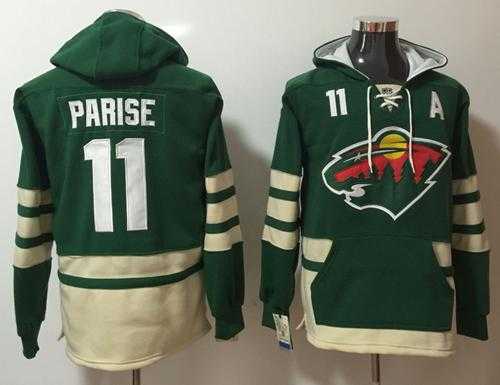 Men's Minnesota Wild #11 Zach Parise Green Name & Number Pullover NHL Hoodie