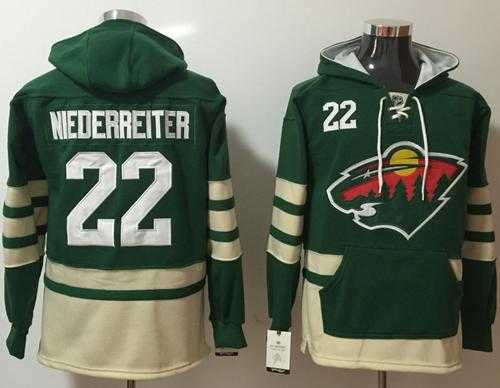 Men's Minnesota Wild #22 Nino Niederreiter Green Name & Number Pullover NHL Hoodie