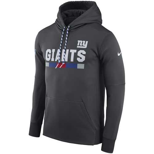Men's New York Giants Nike Charcoal Sideline ThermaFit Performance PO Hoodie