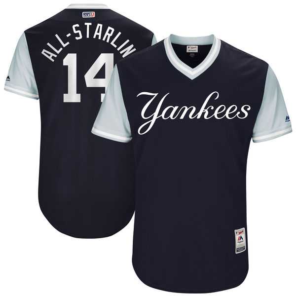 Men's New York Yankees #14 Starlin Castro All-Starlin Majestic Navy 2017 Little League World Series Players Weekend Jersey