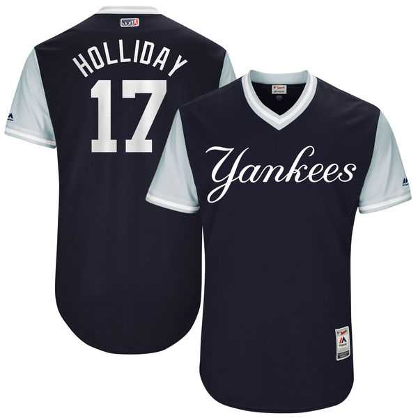 Men's New York Yankees #17 Matt Holliday Holliday Majestic Navy 2017 Little League World Series Players Weekend Jersey