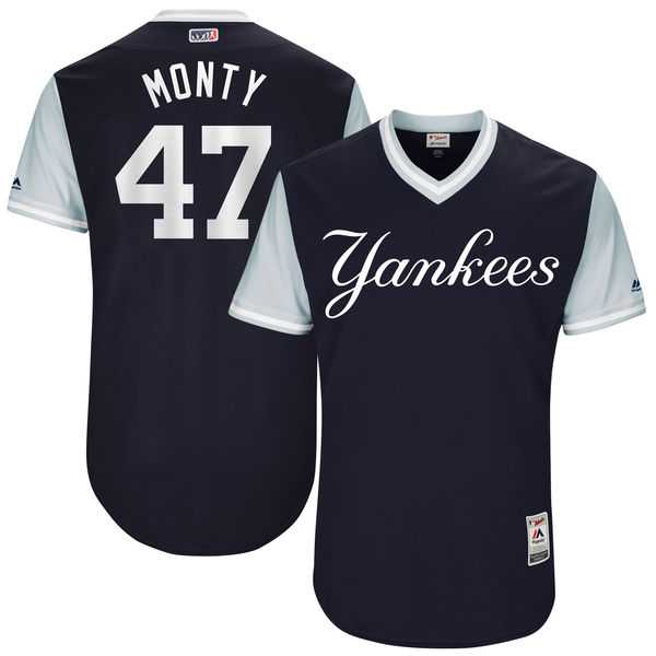Men's New York Yankees #47 Jordan Montgomery Monty Majestic Navy 2017 Little League World Series Players Weekend Jersey