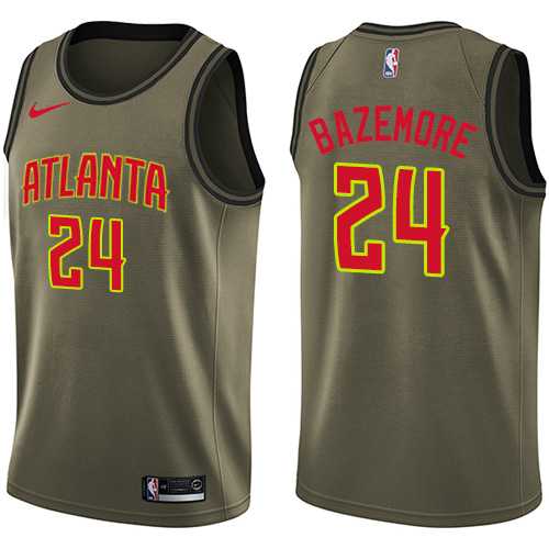 Men's Nike Atlanta Hawks #24 Kent Bazemore Green Salute to Service NBA Swingman Jersey