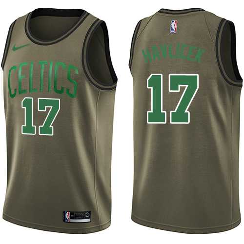 Men's Nike Boston Celtics #17 John Havlicek Green Salute to Service NBA Swingman Jersey