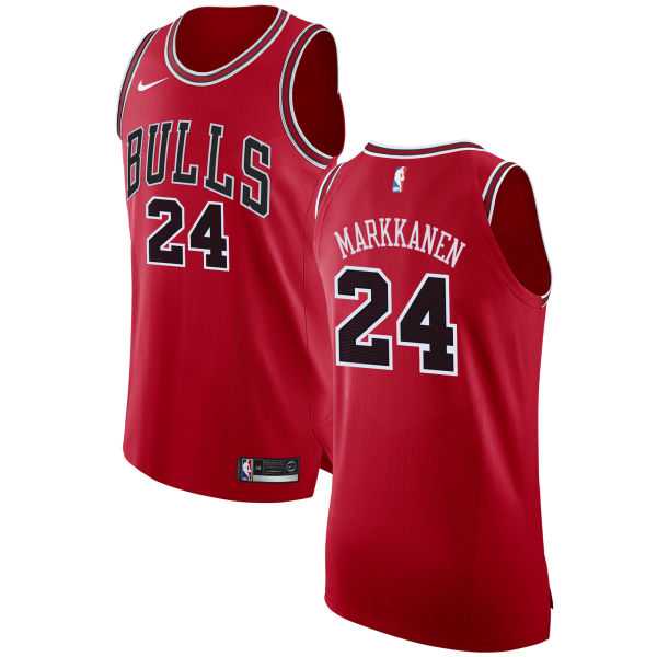 Men's Nike Chicago Bulls #24 Lauri Markkanen Red NBA Authentic Icon Edition Jersey