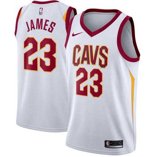 Men's Nike Cleveland Cavaliers #23 LeBron James White Stitched NBA Swingman Jersey