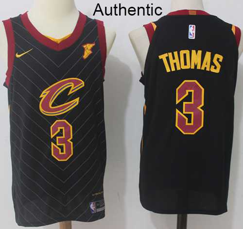 Men's Nike Cleveland Cavaliers #3 Isaiah Thomas Black NBA Authentic Statement Edition Jersey