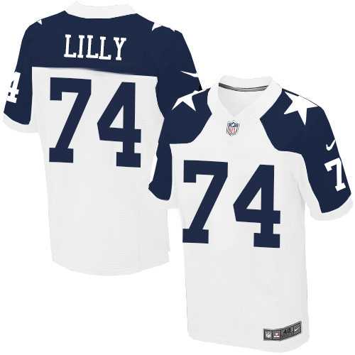 Men's Nike Dallas Cowboys #74 Bob Lilly Elite White Throwback Alternate NFL