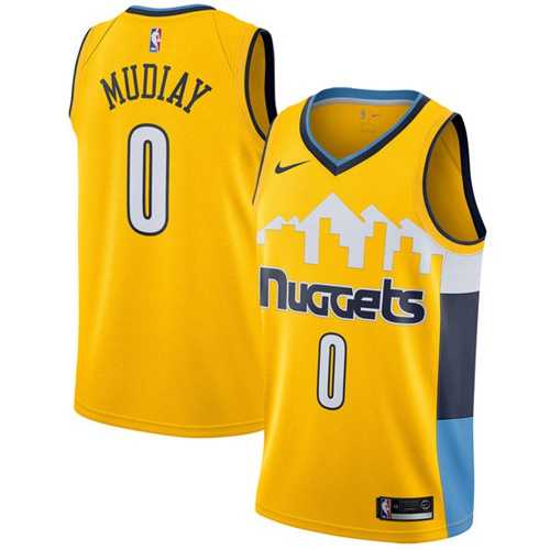 Men's Nike Denver Nuggets #0 Emmanuel Mudiay Yellow NBA Swingman Statement Edition Jersey