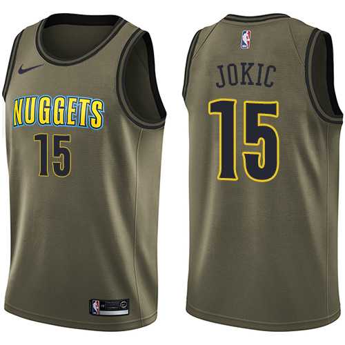 Men's Nike Denver Nuggets #15 Nikola Jokic Green Salute to Service NBA Swingman Jersey