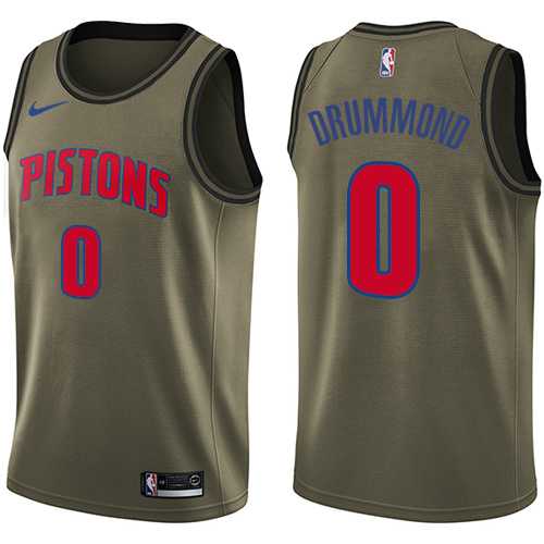 Men's Nike Detroit Pistons #0 Andre Drummond Green Salute to Service NBA Swingman Jersey
