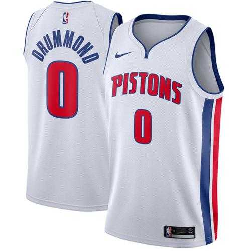 Men's Nike Detroit Pistons #0 Andre Drummond White Stitched NBA Swingman Jersey
