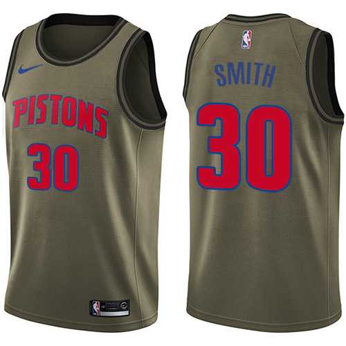 Men's Nike Detroit Pistons #30 Joe Smith Green Salute to Service NBA Swingman Jersey