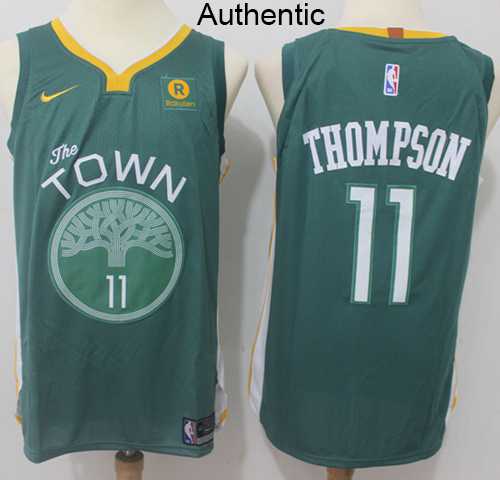 Men's Nike Golden State Warriors #11 Klay Thompson Green NBA Authentic Jersey