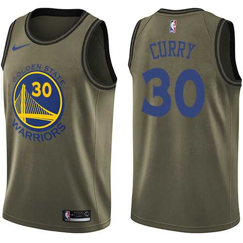 Men's Nike Golden State Warriors #30 Stephen Curry Green Salute to Service NBA Swingman Jersey