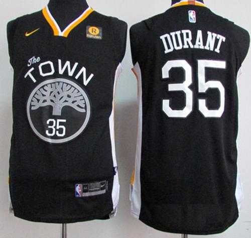 Men's Nike Golden State Warriors #35 Kevin Durant Black Stitched NBA Swingman Jersey