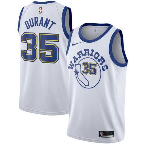 Men's Nike Golden State Warriors #35 Kevin Durant White Throwback NBA Swingman Hardwood Classics Jersey