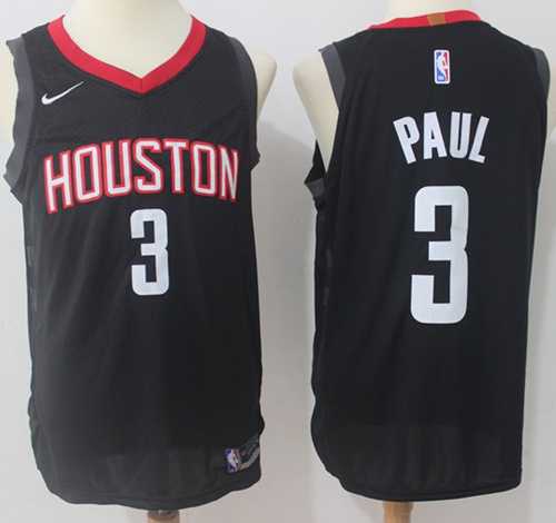 Men's Nike Houston Rockets #3 Chris Paul Black NBA Authentic Statement Edition Jersey