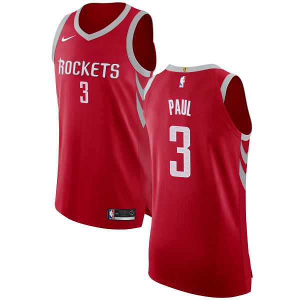 Men's Nike Houston Rockets #3 Chris Paul Red NBA Authentic Icon Edition Jersey