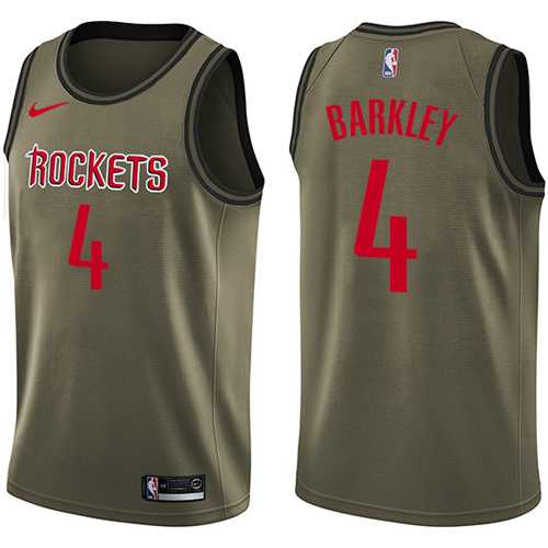 Men's Nike Houston Rockets #4 Charles Barkley Green Salute to Service NBA Swingman Jersey