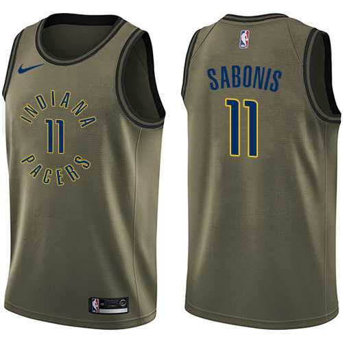 Men's Nike Indiana Pacers #11 Domantas Sabonis Green Salute to Service NBA Swingman Jersey