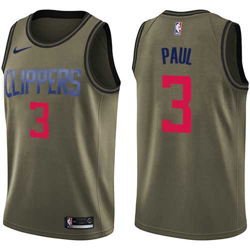 Men's Nike Los Angeles Clippers #3 Chris Paul Green Salute to Service NBA Swingman Jersey