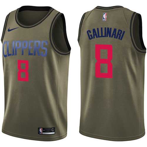 Men's Nike Los Angeles Clippers #8 Danilo Gallinari Green Salute to Service NBA Swingman Jersey