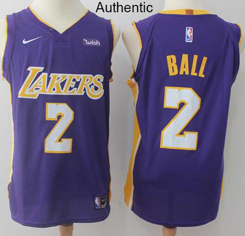 Men's Nike Los Angeles Lakers #2 Lonzo Ball Purple NBA Authentic Statement Edition Jersey