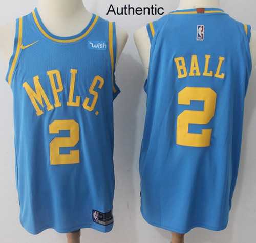 Men's Nike Los Angeles Lakers #2 Lonzo Ball Royal Blue NBA Authentic Hardwood Classics Jersey
