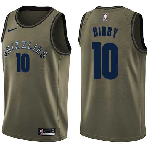 Men's Nike Memphis Grizzlies #10 Mike Bibby Green Salute to Service NBA Swingman Jersey