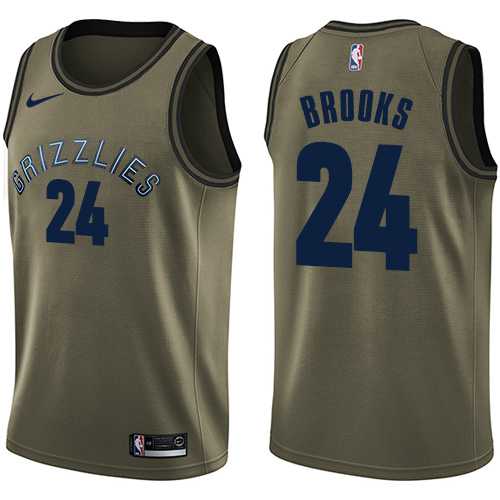 Men's Nike Memphis Grizzlies #24 Dillon Brooks Green Salute to Service NBA Swingman Jersey