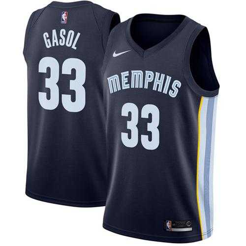 Men's Nike Memphis Grizzlies #33 Marc Gasol Navy Blue NBA Swingman Icon Edition Jersey