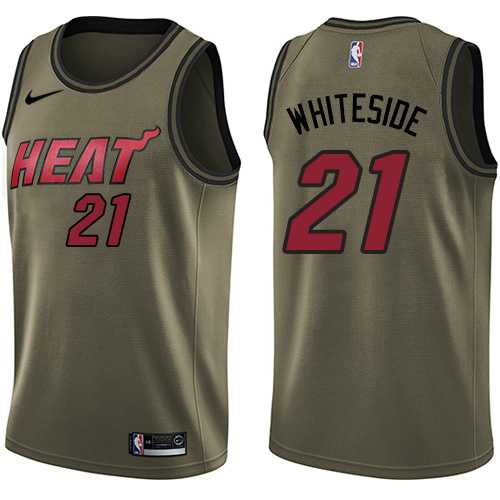 Men's Nike Miami Heat #21 Hassan Whiteside Green Salute to Service NBA Swingman Jersey
