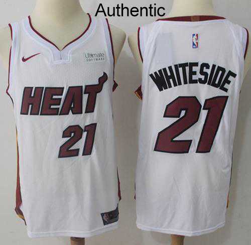 Men's Nike Miami Heat #21 Hassan Whiteside White NBA Authentic Association Edition Jersey