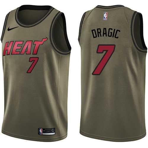 Men's Nike Miami Heat #7 Goran Dragic Green Salute to Service NBA Swingman Jersey