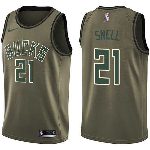 Men's Nike Milwaukee Bucks #21 Tony Snell Green Salute to Service NBA Swingman Jersey