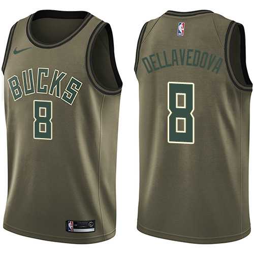 Men's Nike Milwaukee Bucks #8 Matthew Dellavedova Green Salute to Service NBA Swingman Jersey