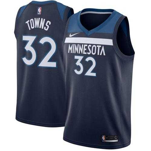Men's Nike Minnesota Timberwolves #32 Karl-Anthony Towns Navy Blue NBA Swingman Icon Edition Jersey