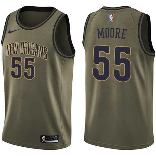 Men's Nike New Orleans Pelicans #55 E'Twaun Moore Green Salute to Service NBA Swingman Jersey