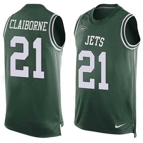 Men's Nike New York Jets #21 Morris Claiborne Limited Green Player Name & Number Tank Top Nike NFL