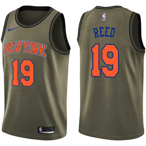 Men's Nike New York Knicks #19 Willis Reed Green Salute to Service NBA Swingman Jersey