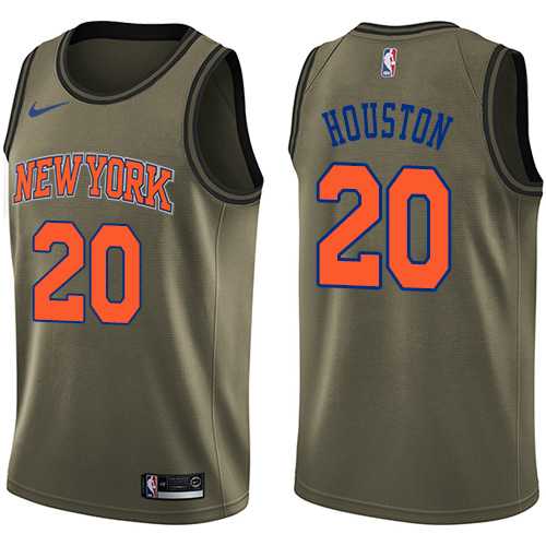 Men's Nike New York Knicks #20 Allan Houston Green Salute to Service NBA Swingman Jersey