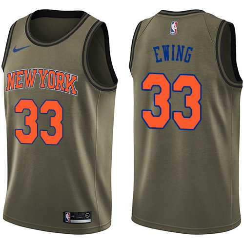Men's Nike New York Knicks #33 Patrick Ewing Green Salute to Service NBA Swingman Jersey