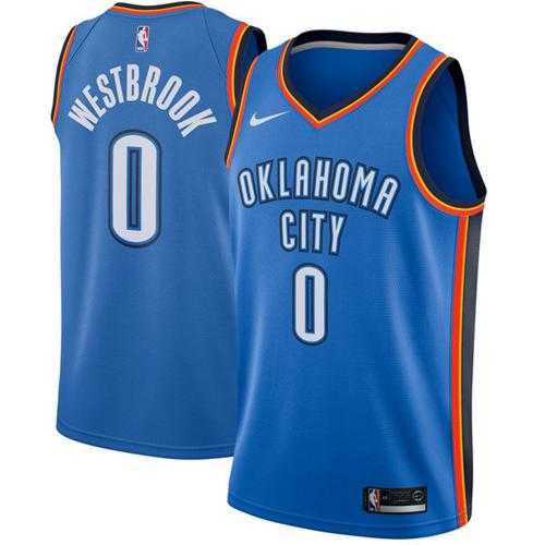 Men's Nike Oklahoma City Thunder #0 Russell Westbrook Blue NBA Swingman Jersey