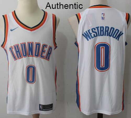 Men's Nike Oklahoma City Thunder #0 Russell Westbrook White NBA Authentic Association Edition Jersey